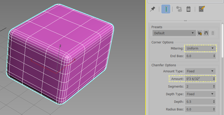 3Ds Max - chamfer