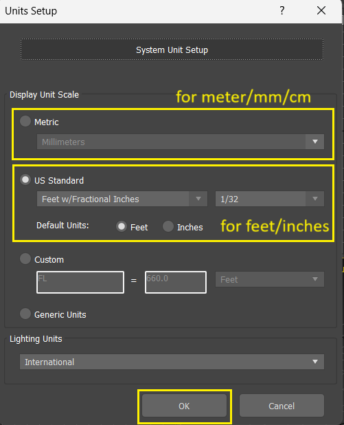 3ds max unit setup